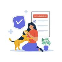 Pet life insurance vector concept. Animal insurance concept. Flat design illustration
