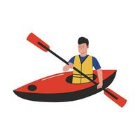 Concept illustration of man riding a kayak. Flat design illustration vector