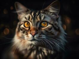 americano rizo gato retrato cerca arriba creado con generativo ai tecnología foto