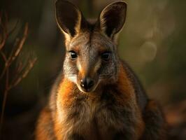 Wallaby portrait created with Generative AI technology photo