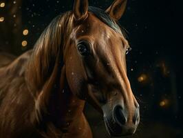 Horse portrait created with Generative AI technology photo
