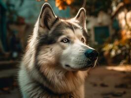 Alaskan Malamute dog created with Generative AI technology photo