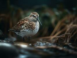 Dunlin bird portrait created with Generative AI technology photo