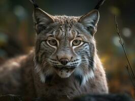 Lynx portrait close up created with Generative AI technology photo