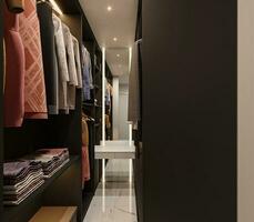 Trendy Upgrades for a Chic and Modern Wardrobe Design 3D rendering photo