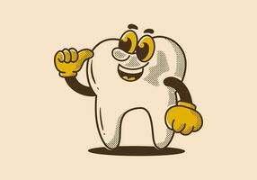 diente mascota personaje con contento expresión vector