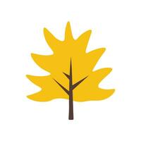 Yellow Autumn Tree Vibrant Simple Image in Flat Style. Suitable for design of websites, postcards, books, patterns and other purposes vector