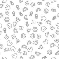 Measure Tape, Liner and Pencil, Gear, Cogwheel, House Seamless vector pattern made of line icons. Suitable for web wrapping, printing, web sites, apps