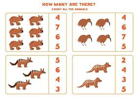 Count all Australian animals and circle the correct answers. vector