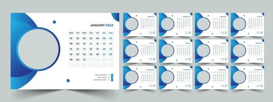 Calendar 2024 planner corporate template design set. Week starts on Monday. template for annual calendar 2024 vector