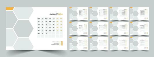 Calendar 2024 planner corporate template design set. Week starts on Monday. template for annual calendar 2024 vector