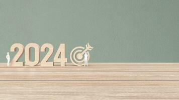 The man figure and 2024 Number for New year Business concept 3d rendering photo