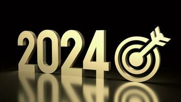 The Gold 2024 Number for New year Business concept 3d rendering photo