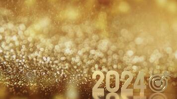 The Gold 2024 Number for New year Business concept 3d rendering photo