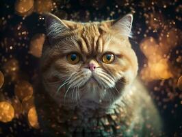 Exotic shorthair cat portrait close up created with Generative AI technology photo