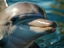 Dolphin portrait created with Generative AI technology photo