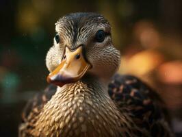 Pato pájaro retrato creado con generativo ai tecnología foto