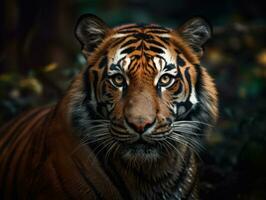 Tiger portrait created with Generative AI technology photo