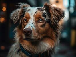 Australian Shepherd dog created with Generative AI technology photo