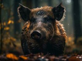 Boar portrait created with Generative AI technology photo