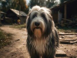 Bearded Collie dog created with Generative AI technology photo