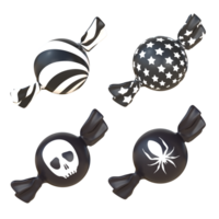 3D Rendering Halloween Black And White Candies png