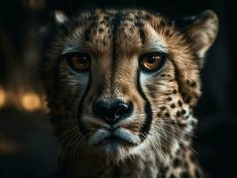 leopardo retrato cerca arriba creado con generativo ai tecnología foto