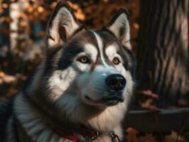 Alaskan Malamute dog created with Generative AI technology photo