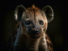 Hyena portrait created with Generative AI technology photo