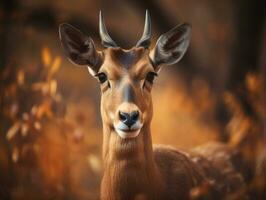 Antelope portrait created with Generative AI technology photo