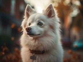 American Eskimo dog created with Generative AI technology photo