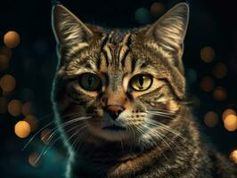 gato retrato cerca arriba creado con generativo ai tecnología foto