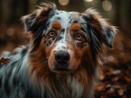 Australian Shepherd dog created with Generative AI technology photo