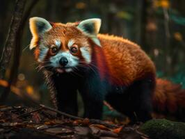 Red panda portrait created with Generative AI technology photo