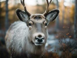 Reindeer portrait created with Generative AI technology photo