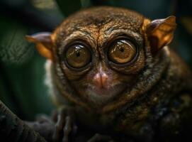 Tarsier monkey portrait created with Generative AI technology photo