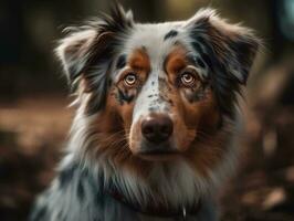 Australian Shepherd dog created with Generative AI technology photo