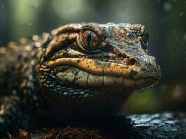 Alligator portrait created with Generative AI technology photo