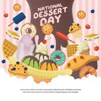 National Dessert Day design template good for celebration usage. dessert vector illustration. ice cream chocolate donut berry image. vector eps 10.