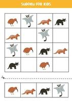 educativo sudoku juego con linda australiano animales vector