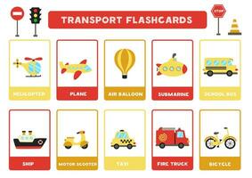 Cute cartoon transformation means with names. Flashcards for learning English. vector