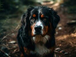 Bernese Mountain dog created with Generative AI technology photo