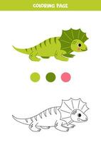 Color cute cartoon frilled neck lizard. Worksheet for kids. vector