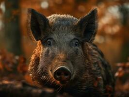 Boar portrait created with Generative AI technology photo