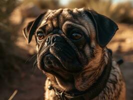 Pug dog created with Generative AI technology photo