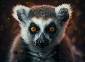 Lemur monkey portrait created with Generative AI technology photo
