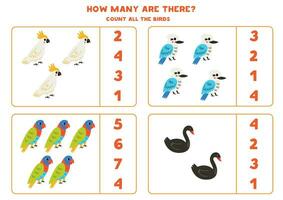 Count all Australian birds and circle the correct answers. vector