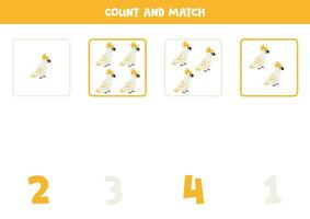 Count all cockatiel birds and match with the correct number. vector