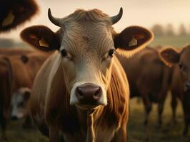 Cattle portrait created with Generative AI technology photo