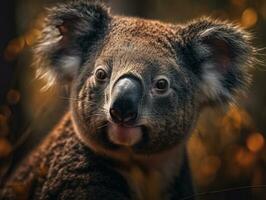 Koala portrait created with Generative AI technology photo